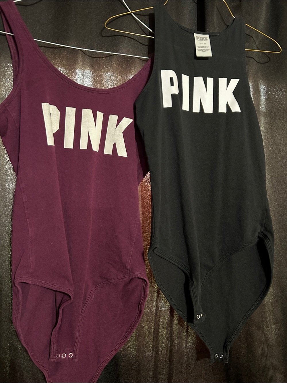 PINK Victoria's Secret Black body suit with White Logo
